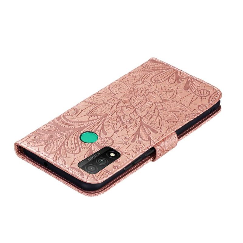 Flip Cover Huawei P Smart 2020 Chic Blondeblomst - Rosa Guld