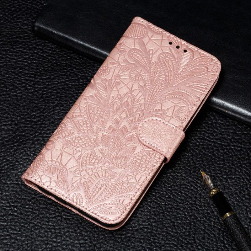 Flip Cover Huawei P Smart 2020 Chic Blondeblomst - Rosa Guld