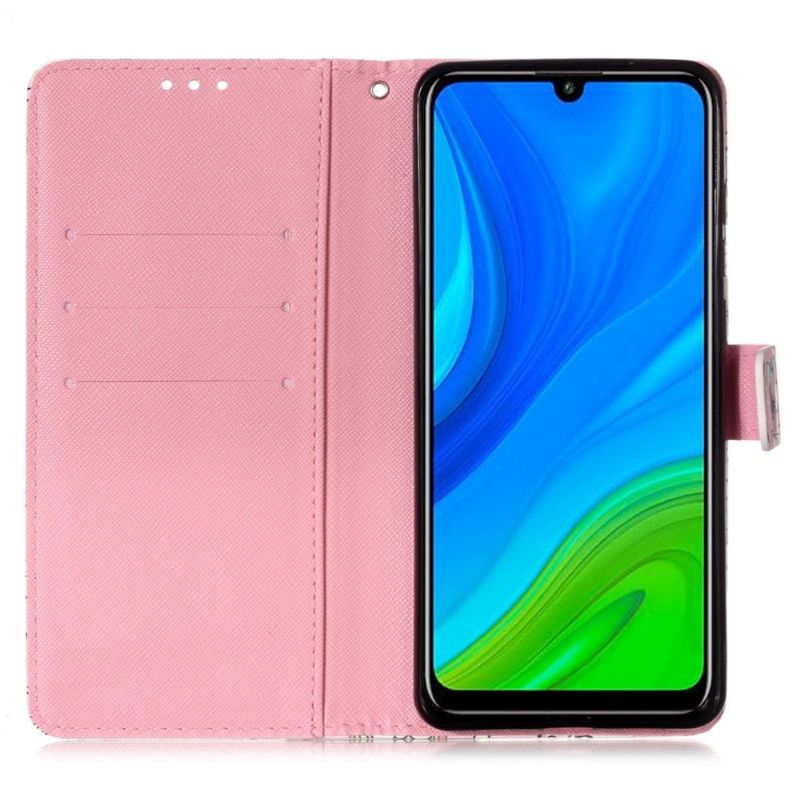 Læder Cover Huawei P Smart 2020 Original Romantiske Sommerfugle