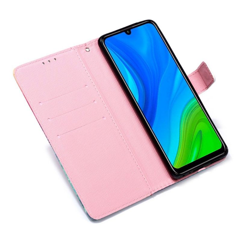 Læder Cover Huawei P Smart 2020 Original Romantiske Sommerfugle