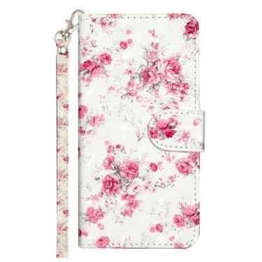 Flip Cover Til Xiaomi 14t Lyserøde Blomster Med Rem