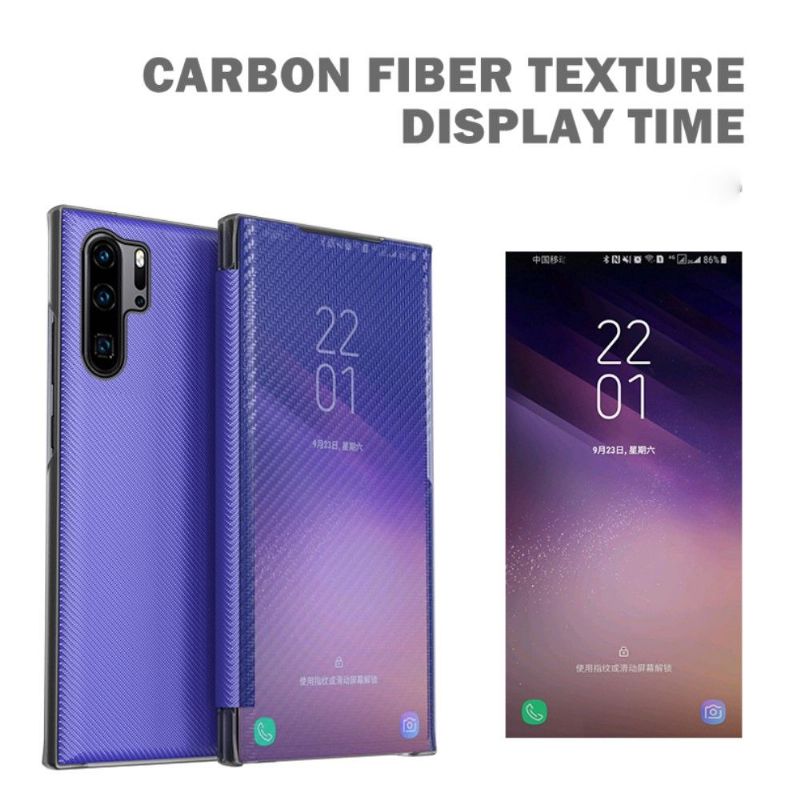 Mobilcover Huawei P30 Pro Flip Cover Kulfiber