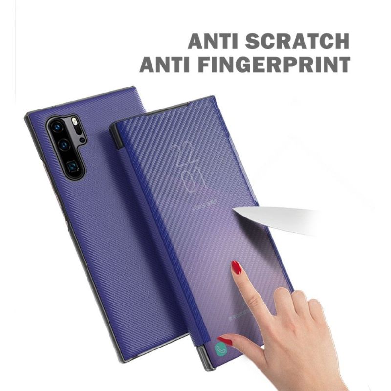 Mobilcover Huawei P30 Pro Flip Cover Kulfiber