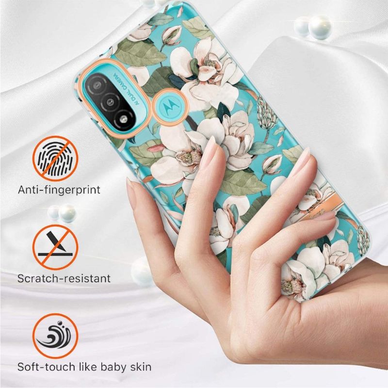 Cover Motorola Moto E20 / E30 / E40 Gardenia Hvid Blomst