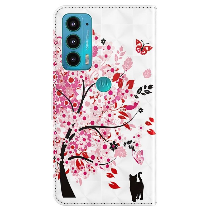 Flip Cover Motorola Moto E20 / E30 / E40 Anti-fald Blomstertræ