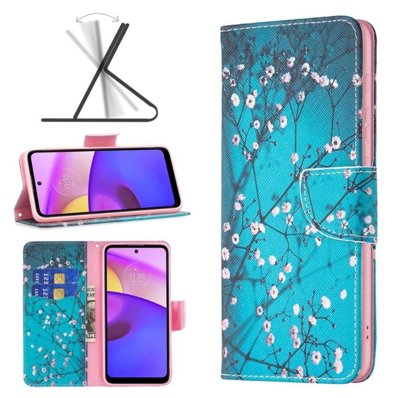 Flip Cover Motorola Moto E20 / E30 / E40 Blomstrende Grene