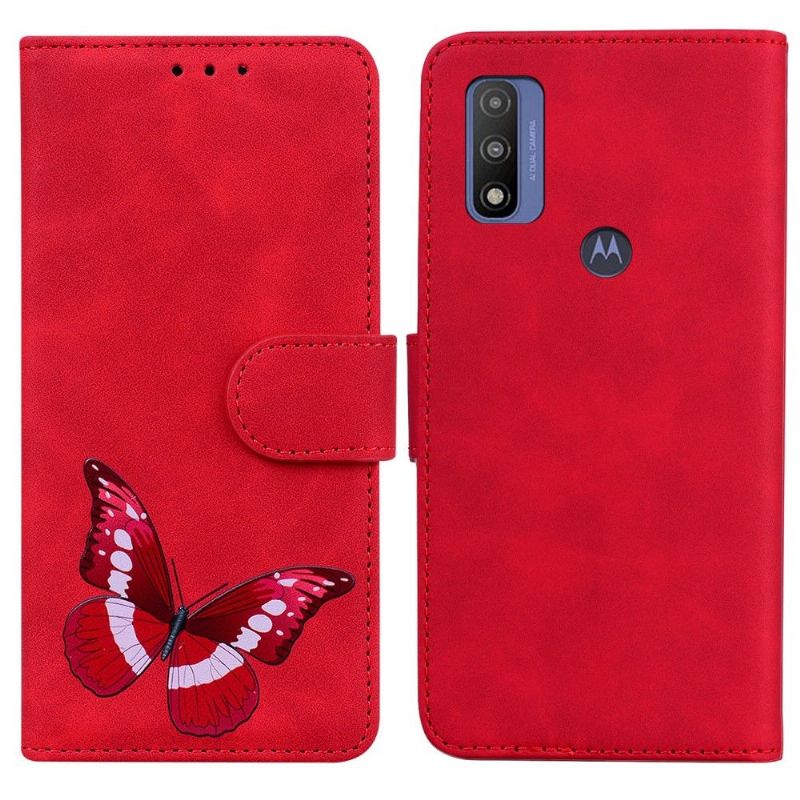 Flip Cover Motorola Moto E20 / E30 / E40 Hemming Beskyttelsessæt Farverig Sommerfuglebeskyttelse