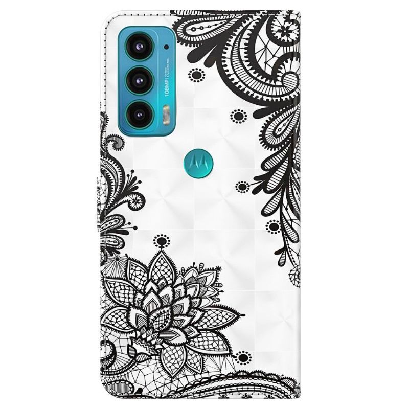 Flip Cover Motorola Moto E20 / E30 / E40 Hemming Blondeblomster