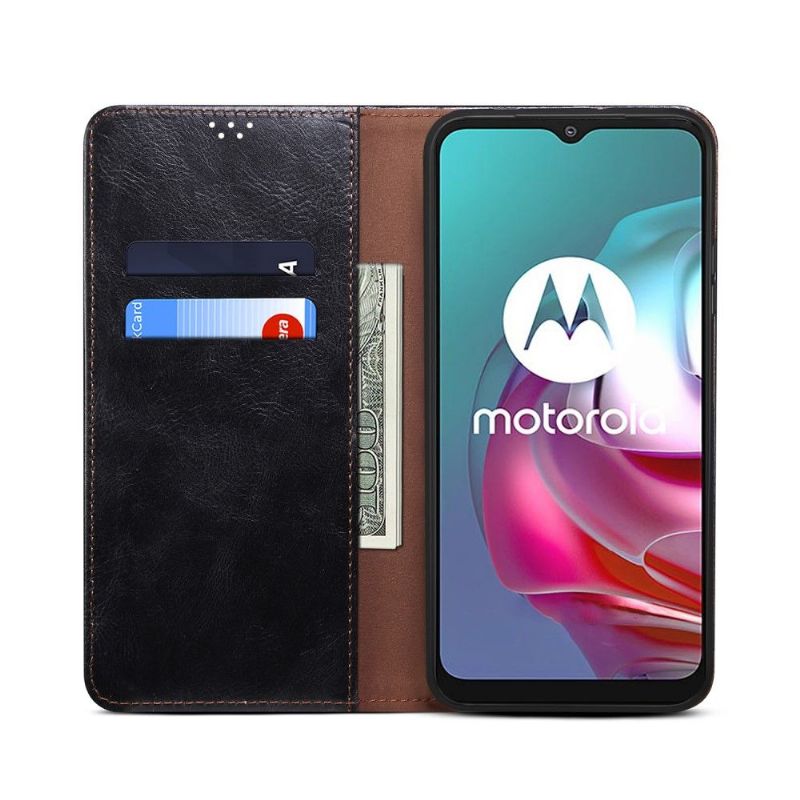 Læder Cover Motorola Moto E20 / E30 / E40 Ernestine Udsatte Sømme