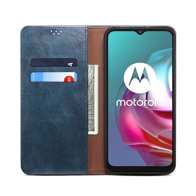 Læder Cover Motorola Moto E20 / E30 / E40 Ernestine Udsatte Sømme