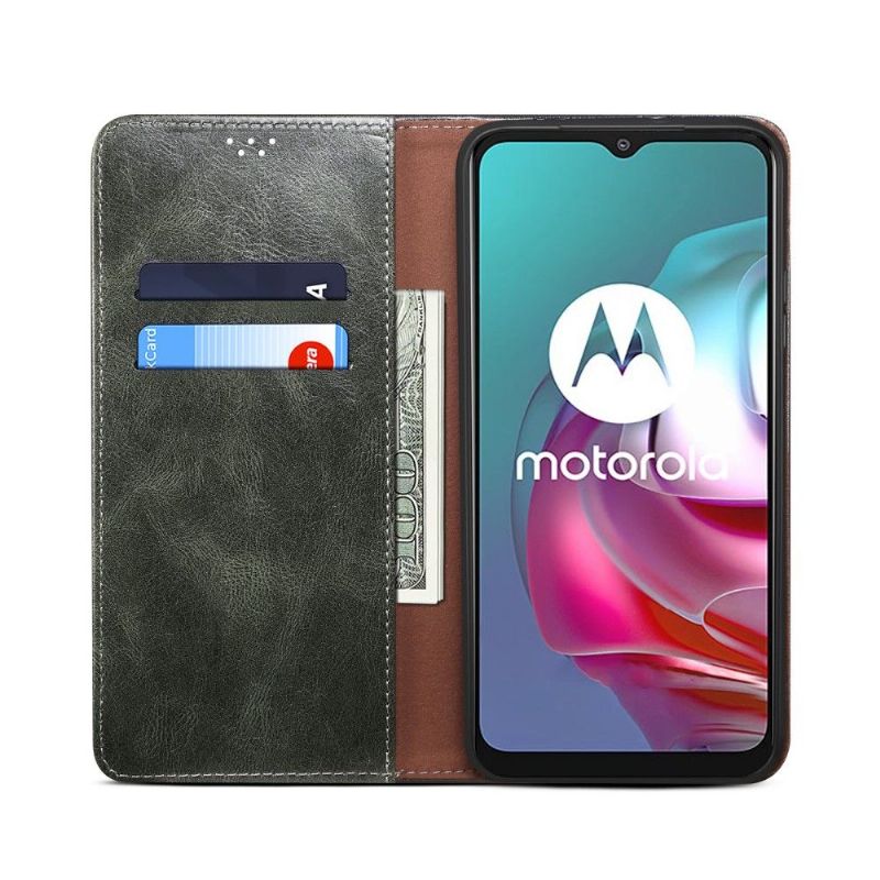 Læder Cover Motorola Moto E20 / E30 / E40 Ernestine Udsatte Sømme