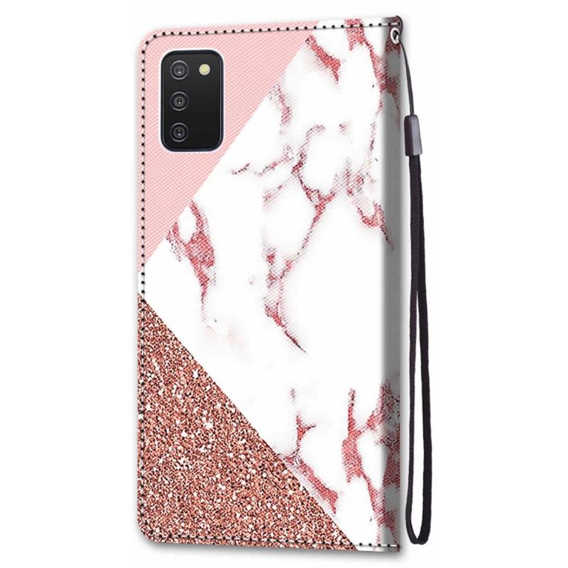 Flip Cover Samsung Galaxy A03s Glitter Marmor