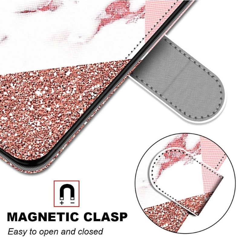 Flip Cover Samsung Galaxy A03s Glitter Marmor