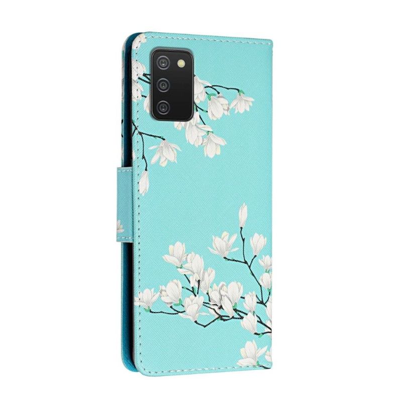 Flip Cover Samsung Galaxy A03s Hvide Blomster