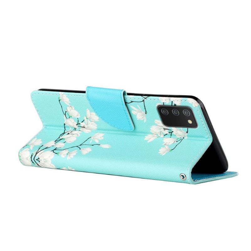 Flip Cover Samsung Galaxy A03s Hvide Blomster