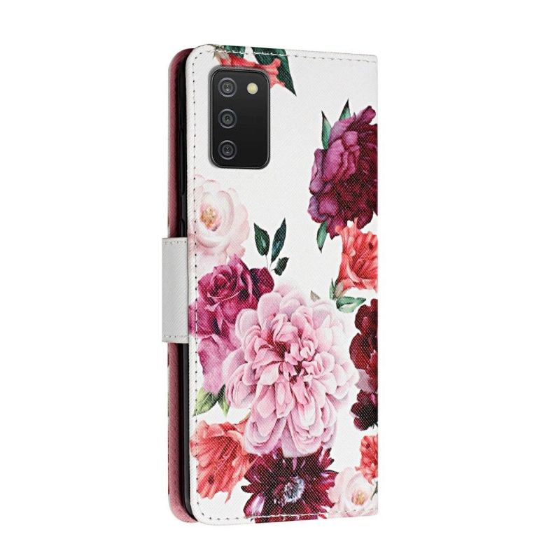 Flip Cover Samsung Galaxy A03s Pæonblomst