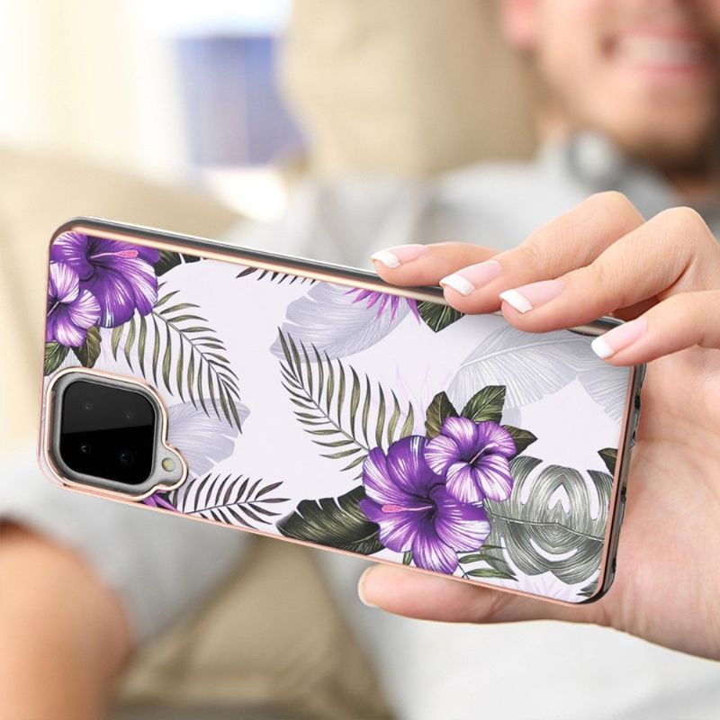 Cover Samsung Galaxy A22 4G Hemming Eksotiske Blomster