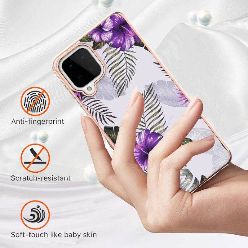 Cover Samsung Galaxy A22 4G Hemming Eksotiske Blomster