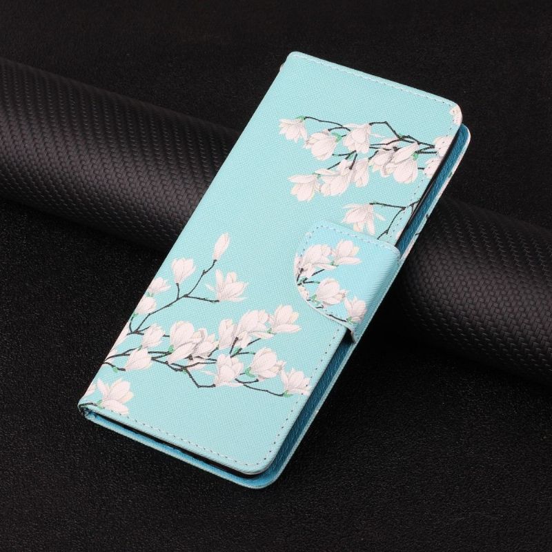 Flip Cover Samsung Galaxy A22 4G Hvide Blomster