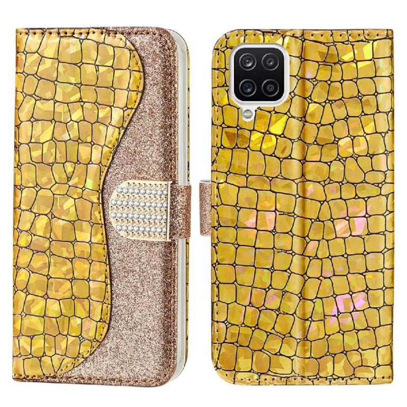 Flip Cover Samsung Galaxy A22 4G Luksus Croco-pailletter