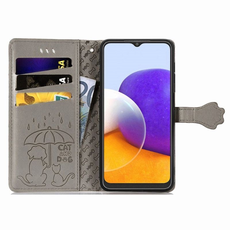 Flip Cover Samsung Galaxy A22 4G Prægede Dyr