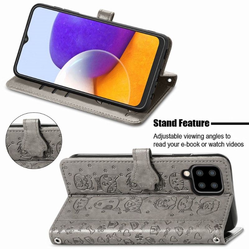 Flip Cover Samsung Galaxy A22 4G Prægede Dyr