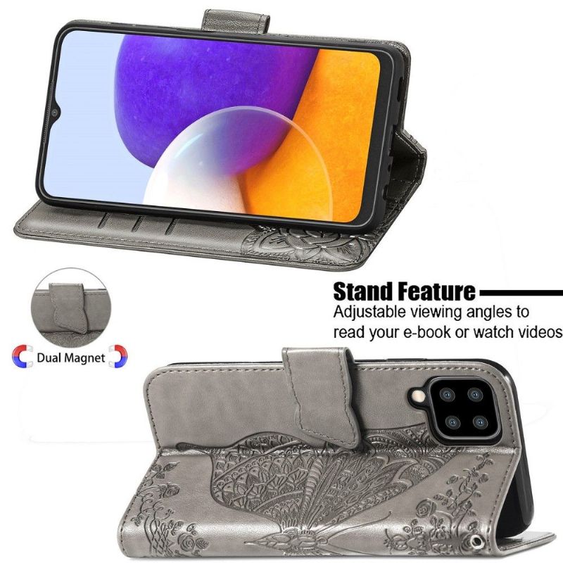 Flip Cover Samsung Galaxy A22 4G Relief Sommerfugl