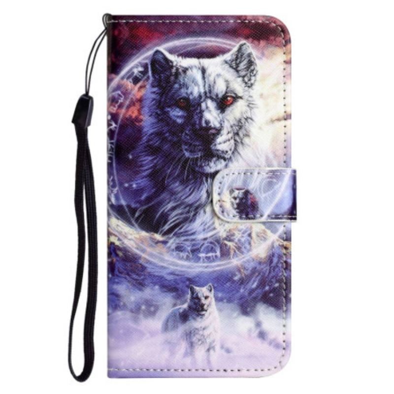 Flip Cover OnePlus 10T 5G Med Snor Lanyard Wolf