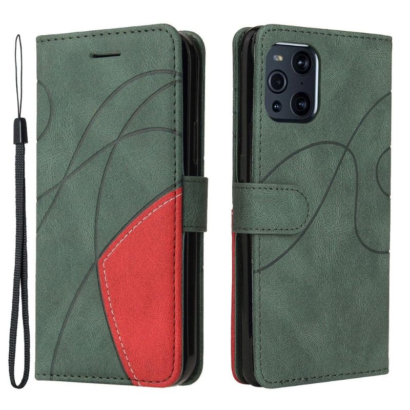 Flip Cover Oppo Find X3 Pro Hemming Tofarvet Kunstnerisk