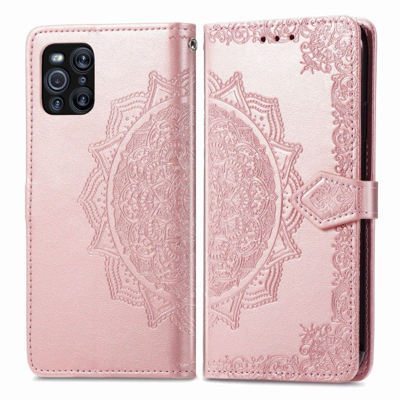 Læder Cover Oppo Find X3 Pro Original Mandala Relief I Kunstlæder