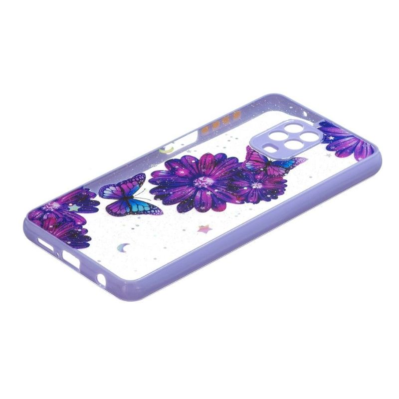 Cover Xiaomi Redmi Note 9S / Redmi Note 9 Pro Lilla Blomster Og Sommerfugle