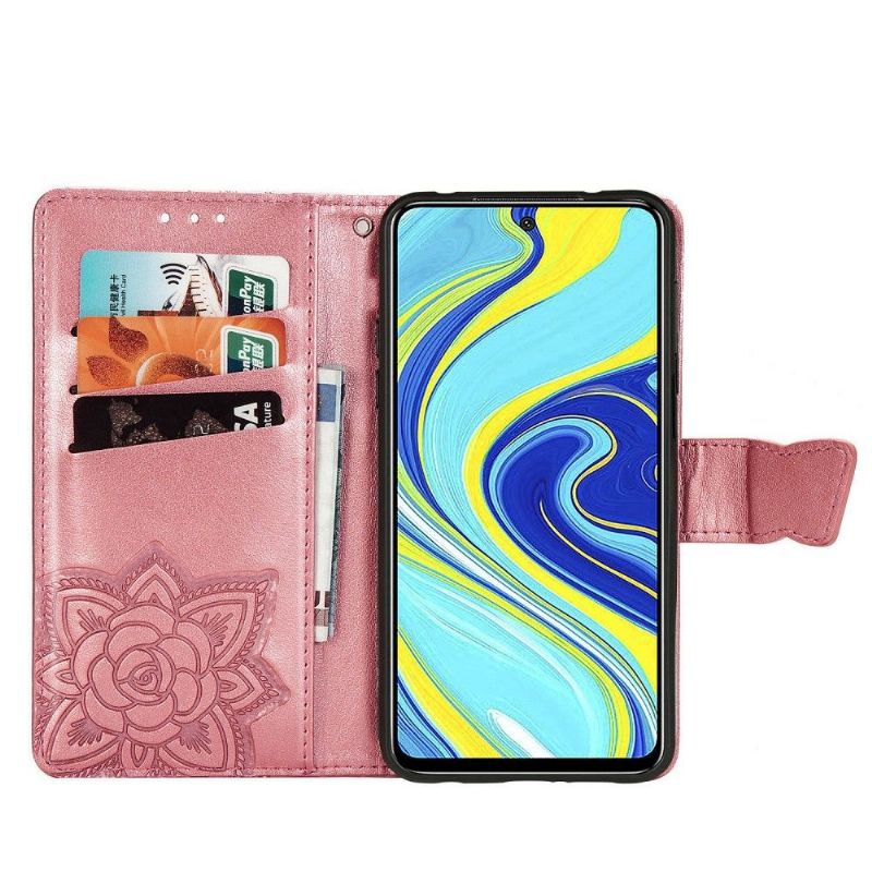 Flip Cover Xiaomi Redmi Note 9S / Redmi Note 9 Pro Præget Sommerfugl