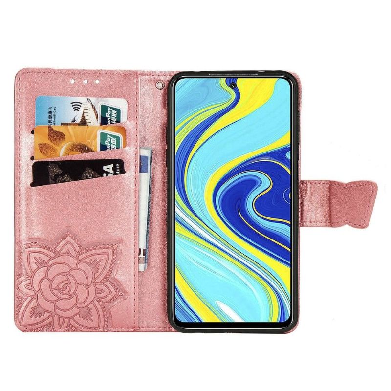 Flip Cover Xiaomi Redmi Note 9S / Redmi Note 9 Pro Præget Sommerfugl