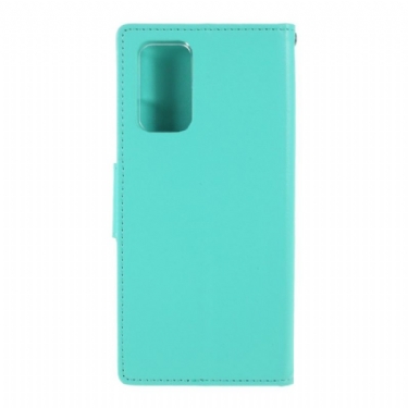 Flip Cover Samsung Galaxy Note 20 Bravo Series Imiteret Læder - Cyan