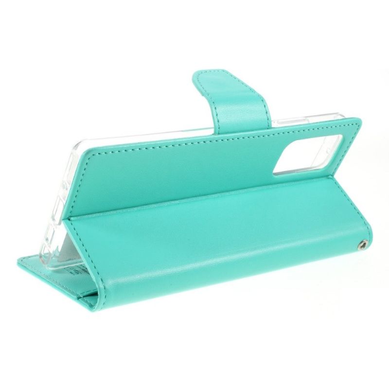 Flip Cover Samsung Galaxy Note 20 Bravo Series Imiteret Læder - Cyan