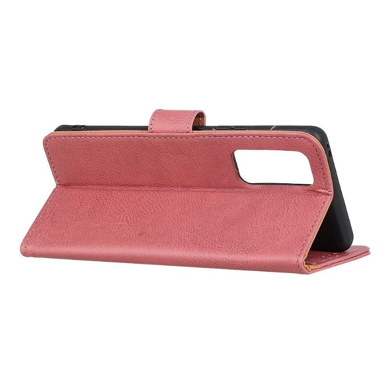 Flip Cover Samsung Galaxy Note 20 Hemming Khazneh Imiteret Læder Kortholder - Pink