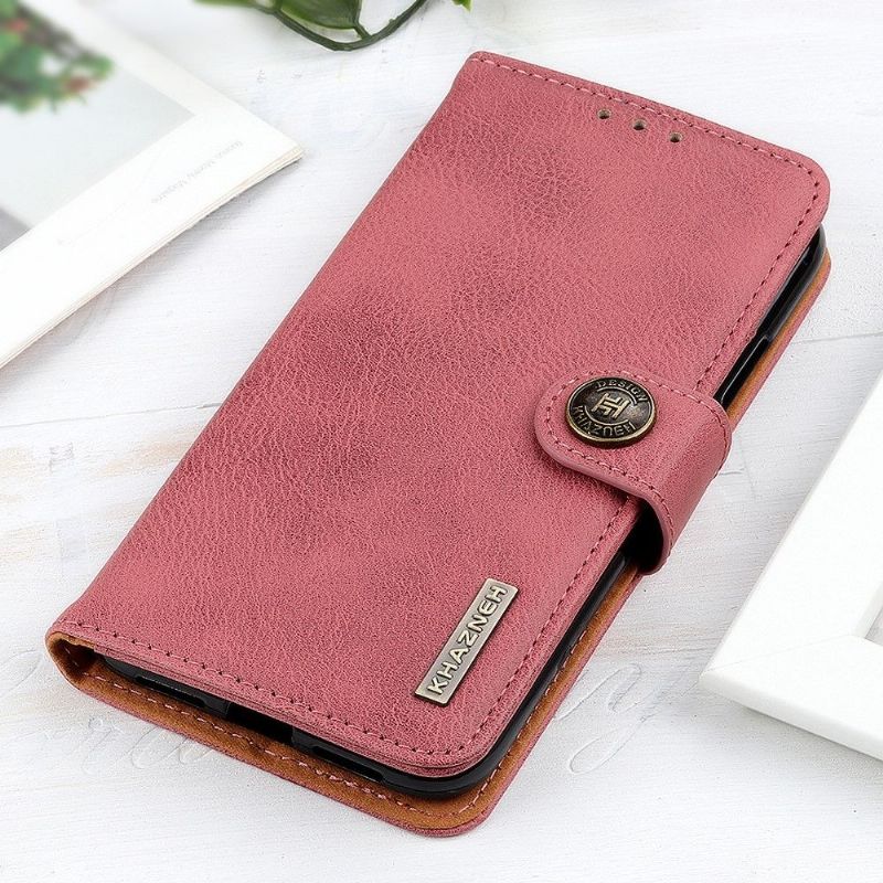 Flip Cover Samsung Galaxy Note 20 Hemming Khazneh Imiteret Læder Kortholder - Pink