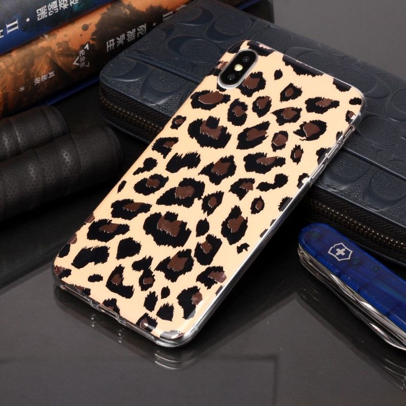 Cover iPhone X / XS Anti-fald Leopardmønster