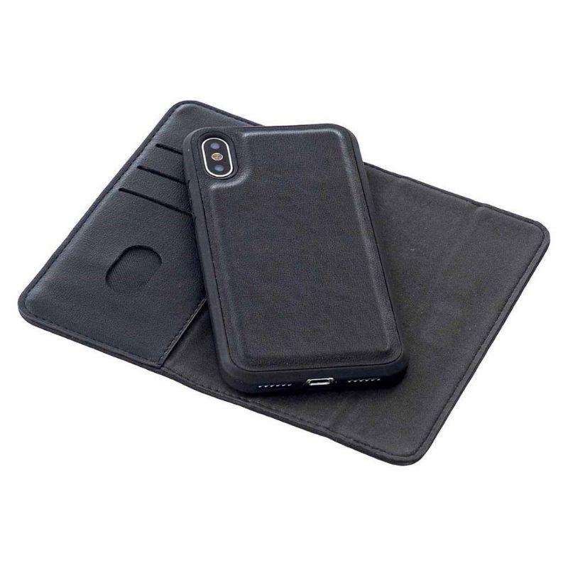 Mobilcover Læder Cover iPhone X / XS 2 i 1 Sort