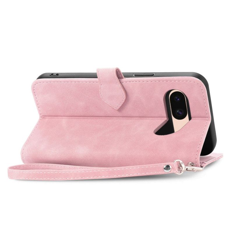 Læder Cover Google Pixel 8a Telefon Etui Blonde Forreste Møntpung Med Rem