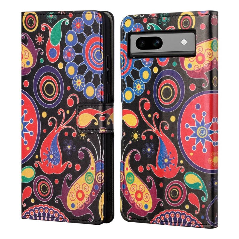 Læder Cover Google Pixel 8a Telefon Etui Galaxy Mønster