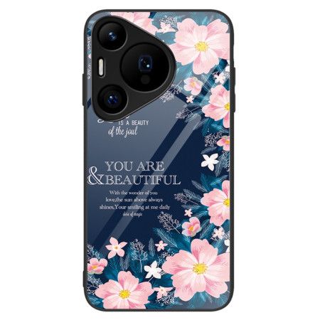 Cover Huawei Pura 70 Pro Telefon Etui Lyserøde Blomster Af Hærdet Glas