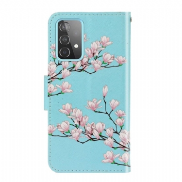 Flip Cover Samsung Galaxy A52 5G / A52 4G / A52s 5G Hvide Blomster