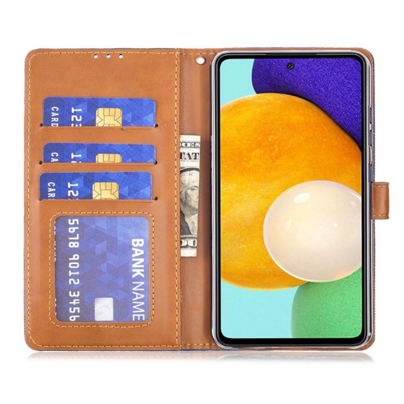 Flip Cover Samsung Galaxy A52 5G / A52 4G / A52s 5G Lærredseffekt Oxford