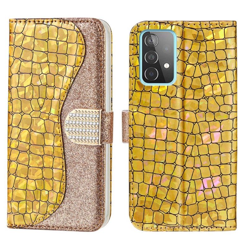 Flip Cover Samsung Galaxy A52 5G / A52 4G / A52s 5G Luksus Croc-effekt Pailletter