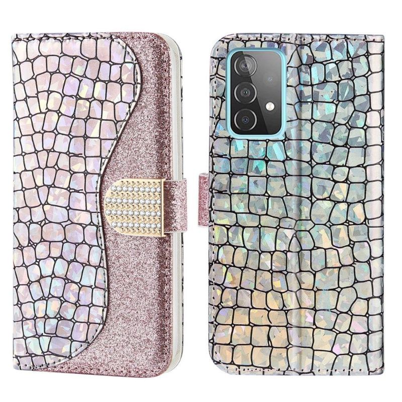 Flip Cover Samsung Galaxy A52 5G / A52 4G / A52s 5G Luksus Croc-effekt Pailletter