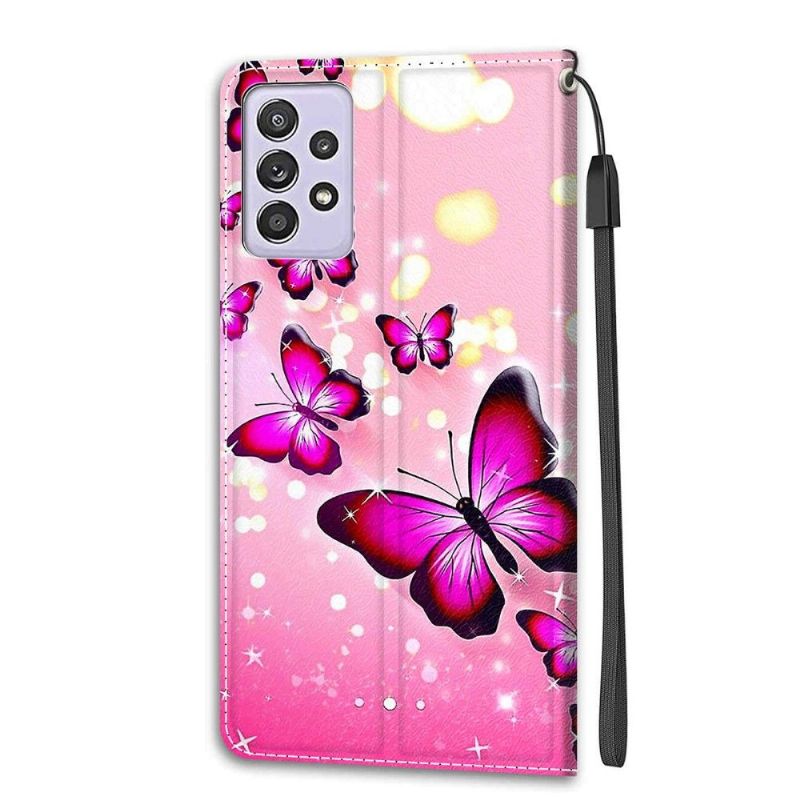 Flip Cover Samsung Galaxy A52 5G / A52 4G / A52s 5G Pink Sommerfugle