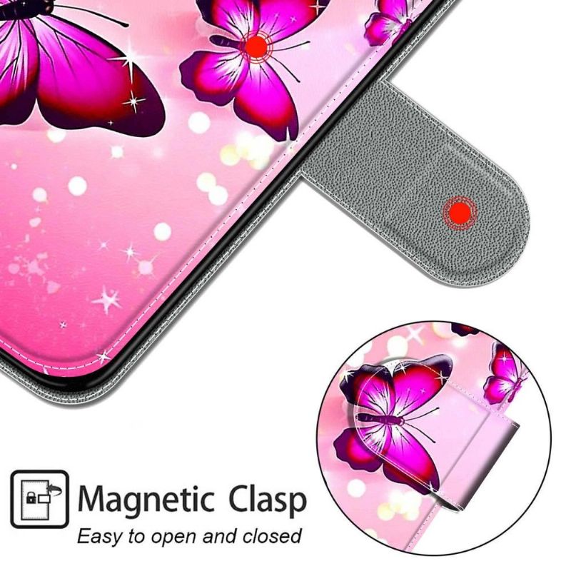 Flip Cover Samsung Galaxy A52 5G / A52 4G / A52s 5G Pink Sommerfugle