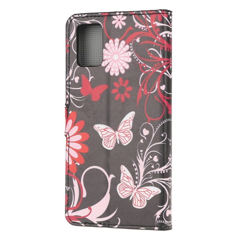 Flip Cover Samsung Galaxy A52 5G / A52 4G / A52s 5G Sommerfugle Og Blomster