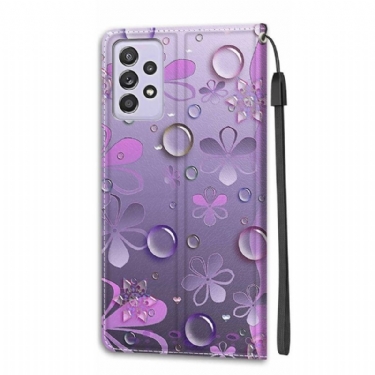 Flip Cover Samsung Galaxy A52 5G / A52 4G / A52s 5G Violet Blomster Illustration